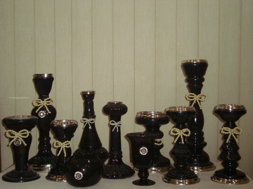 Black Luster Candle Holder