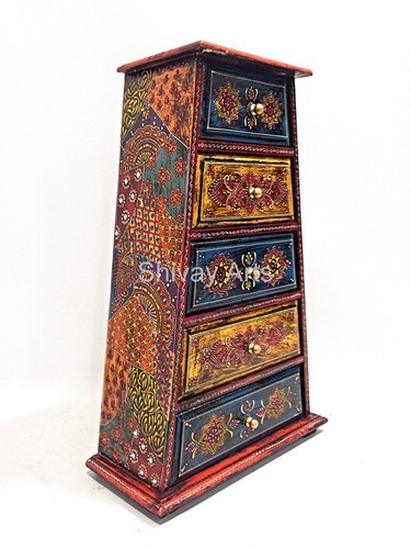 Wooden Fine Emboss Small Chest Of 3 Drawers / Jewellery Organiser