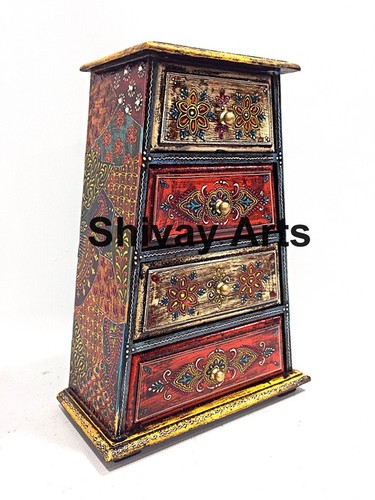 Wooden Fine Emboss Small Chest Of 3 Drawers / Jewellery Organiser