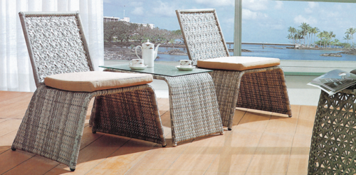 Outdoor Wicker Coffee Set - MS Powder Coated or Aluminium Frame, 44x46x37x74cm Chair & 60x60x56cm Table | High Quality Acrylic Cushions, Customizable Colors Available, Modern Design for Hotels, Gardens, and Pools