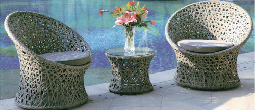 Basket Style Outdoor Wicker Coffee Set No Assembly Required