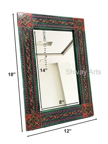 Wooden Handcrafted Fine Embossed Wall Mirror Wall Decor Wall Hanging