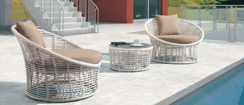 Rattan Finished Outdoor Coffee Set No Assembly Required