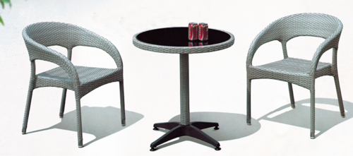 Elegant Outdoor Wicker Coffee Set - MS Powder Coated Or Aluminium Frame, 44x46x37x74 Cms | Multi-Color Options, High Quality Acrylic Cushions, UV Resistant, Moisture Proof, Easy To Clean, Antibacterial, Scratch Resistant, Eco-Friendly