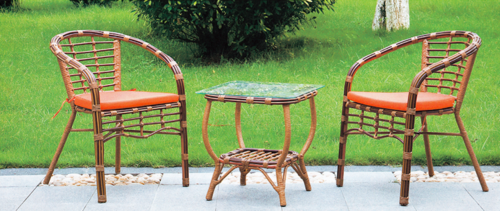 Cane Rattan Design Outdoor Wicker Coffee Set No Assembly Required