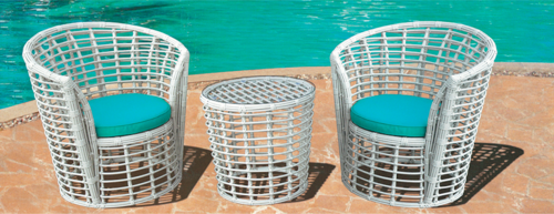 Net Style Outdoor Wicker Coffee Set No Assembly Required