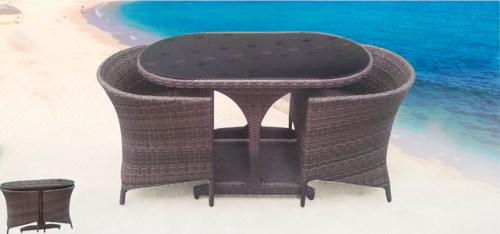 Compact Style Outdoor Wicker Coffee Set No Assembly Required