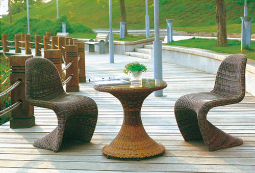 Cute Style Outdoor Wicker Coffee Set No Assembly Required