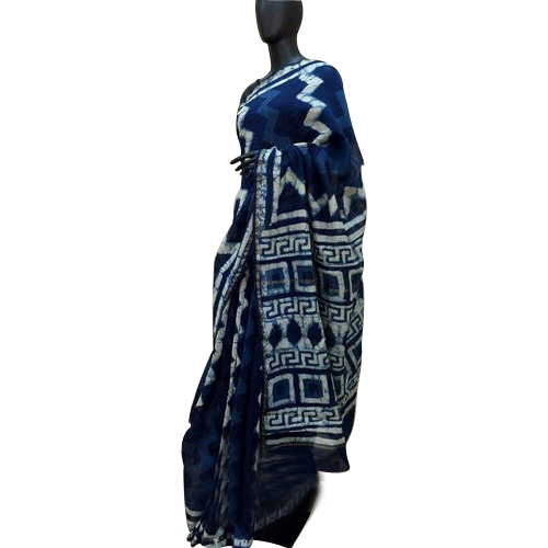 Geometric Dabu Block Printed Saree
