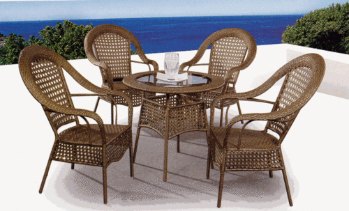 Trendy Style Wicker Outdoor Coffee Set