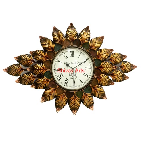 Beautiful Handcrafted Metal Leaf Wall Clock/Decor/Hanging