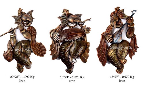 Metal Iron Lord Ganesh Musician Wall Decor Wall Hanging