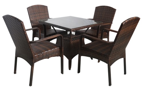 Sleek Back Support Wicker Coffee Set No Assembly Required