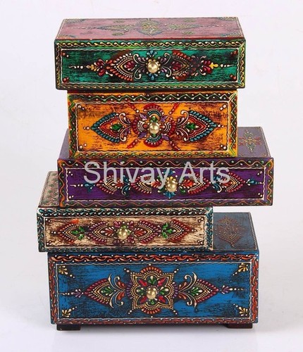 Wooden Fine Emboss Small Chest Of 5 Drawers / Jewellery Organiser