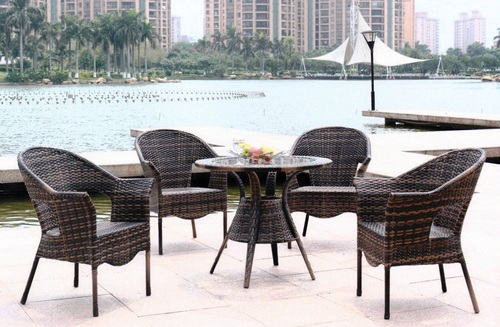 Cobra Style Wicker Outdoor Coffee Set - MS Powder Coated/Aluminium Frame, 44x46x37x74 cm Chair & 60x60x56 cm Table, Multi-Color Options | Acid Resistant, Durable, UV Resistant, Easy to Clean, High Quality Acrylic Cushions