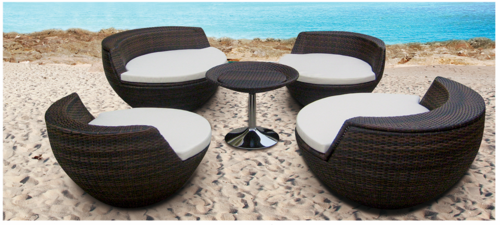 Baso Style Wicker Outdoor Coffee Set No Assembly Required