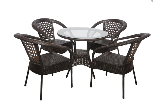 County Style Wicker Outdoor Coffee Set No Assembly Required