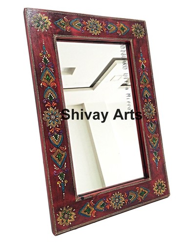Wooden Handcrafted Fine Embossed Wall Mirror Wall Decor Wall Hanging