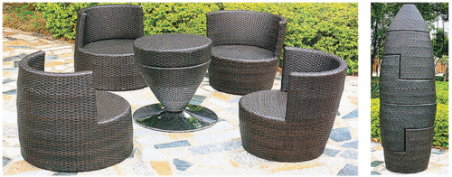 Compact Style 2 Wicker Outdoor Coffee Set No Assembly Required