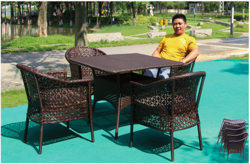 Flower Style Wicker Outdoor Coffee Set