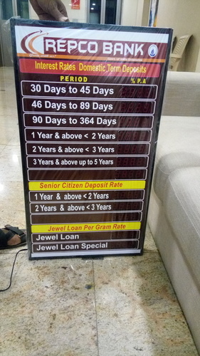 Bank Interest Rate Display Board