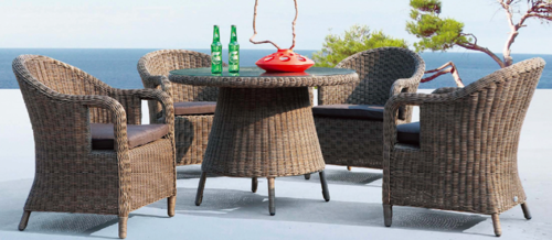 Rattan Style Outdoor Wicker Coffee Set No Assembly Required