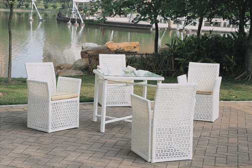 Square Style Outdoor Wicker Coffee Set No Assembly Required