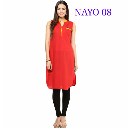 Cotton Kurtis - Cotton, Knee-Length, Regular Fit, Red | Soft Fabric, Stylish Design, Comfortable, Durable, Easy Wash, Sleeveless