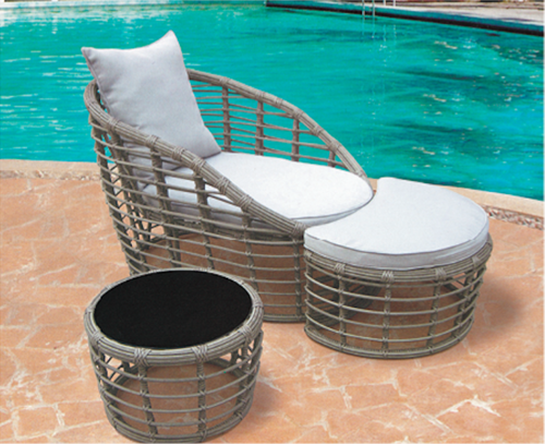 Cane Style Wicker Day Lounger No Assembly Required