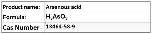 Arsenous Acid - White, Density 2.16 g/cm³ | Herbicide, Rodenticide, Pesticide