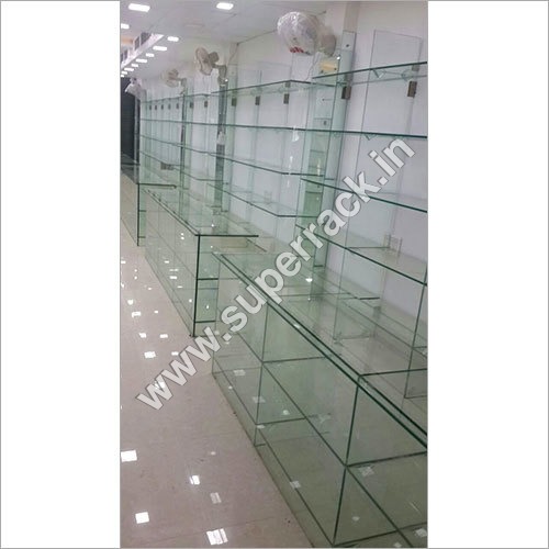 Garment Store Display Rack - Metal & Glass, 33x22.5x68 Inches, Transparent Color | Scratch And Crack Proof, Aesthetic Look, Elegant Finish