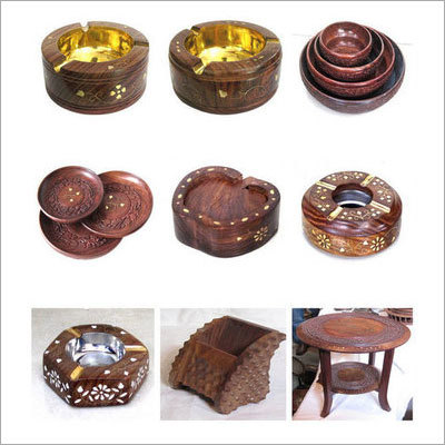 Wood Handicraft - Wood, Varied Sizes, Brown | Elegant Design, Brass Inlays, Smooth Finish