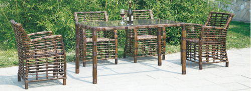 Cane Style Outdoor Wicker Dining Table Set - MS Powder Coated or Aluminium Frame, High Quality Acrylic Cushions, Multi-Color Options Available, Customizable Dimensions and Quantity