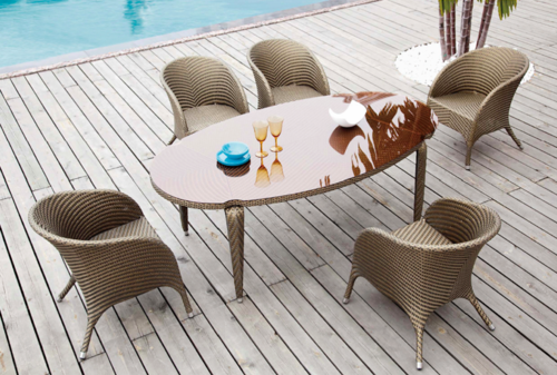 Cute Style Wicker Dining Table Set No Assembly Required