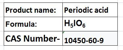 Periodic Acid - White Crystals 1 kg Bottle | Strong Oxidant High Purity Versatile Reagent Precise Analysis