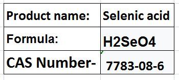 Selenic Acid - H2seo4, 260â°c Boiling Point, 2.9 G/cmâ³ Density | Oxidizing Agent, Glass Production, Animal Feed