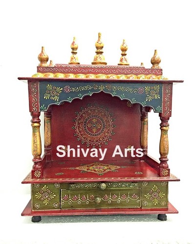 Wooden Fine Embossed Temple Mandir Pooja Ghar Mandapam for Worship