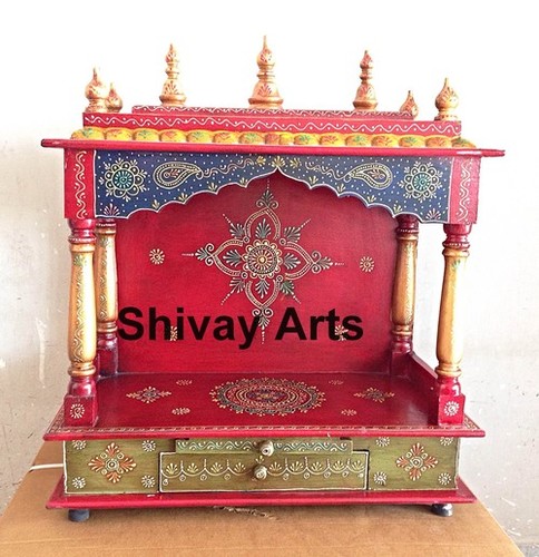 Wooden Fine Emboss Handcrafted Temple Mandir Pooja Ghar Mandapam For Worship