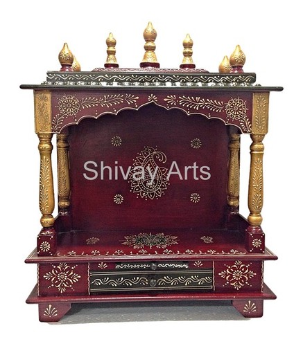 Wooden Handcrafted Temple Mandir Pooja Ghar Mandapam For Worship