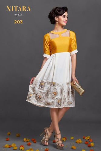 Yellow & White Shop Western Kurti Online