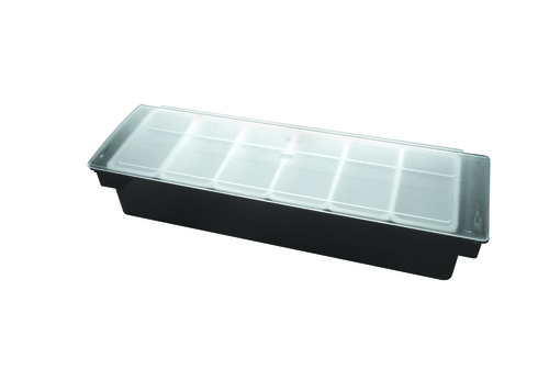 Polycarbonate Garnish Tray - 16x6x3 Inches, Black, 6 Compartments | Durable, Easy Cleaning, Food Safe, Temperature Resistant