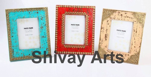 Wooden & Brass Distress Finish Photo Frame