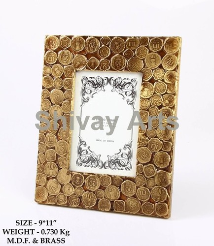 Wooden & Brass Coin Photo Frame