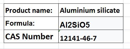Aluminium Silicate - Al2SiO5 2.8-3.0 g/cmÂ³ 1816 Â°C Melting Point | High Purity Thermal Stability Chemical Inertness