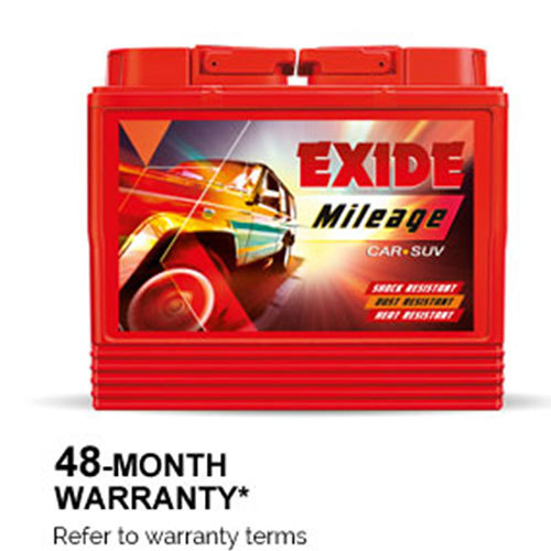 Car Exide Batteries - Lead-Acid, 12V, Dimensions Vary by Model, Red Color | High Performance, Long Life, Low Maintenance, Reliable Power, Sturdy Design