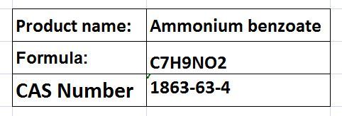 Ammonium Benzoate - White Crystalline Solid, CAS 1863-63-4 | Preservative, Food Additive, Water Soluble