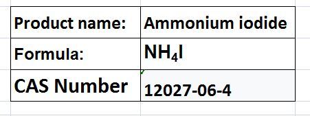 Ammonium Iodide - White Crystals, NHâI, CAS 12027-06-4 | High Purity, Easily Soluble, Photographic and Medical Applications