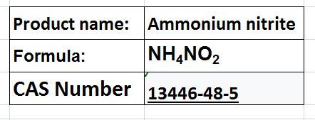 Ammonium Nitrite - White Crystals, 25kg Bags | High Nitrogen, Water Soluble Fertilizer, Explosive Component