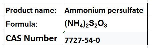Ammonium Persulfate - Colorless Salt, Formula (NH4)2S2O8, CAS 7727-54-0 | Strong Oxidizer, Polymer Chemistry, Etchant, Cleaning Agent