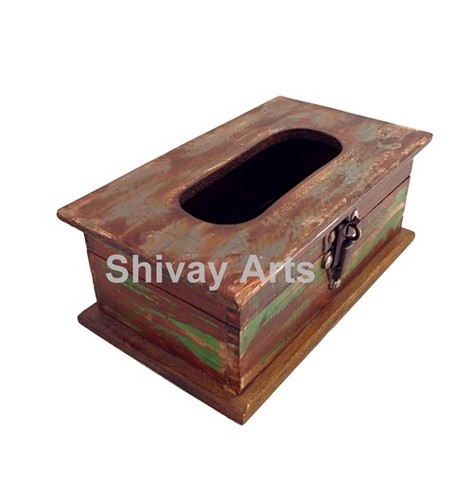 Wooden Distressed Rustic Tissue Box Tissue Holder Tissue Dispenser
